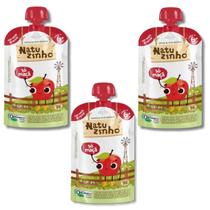 Kit Com 3 Papinhas Natuzinho Orgânica Maça Sem Açúcar 6m+