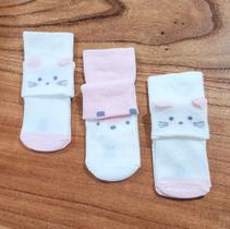 Kit com 3 Pares de Meia Bebê Super Fofa e Confortável