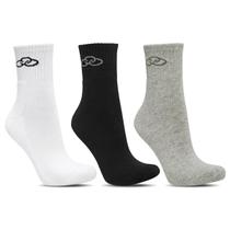 Kit com 3 Pares de Meia Unissex Preta, Branca e Cinza - Olympikus