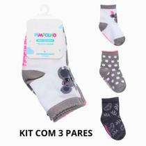 Kit com 3 Pares de Meias Antiderrapantes Meninas Coloridas Pimpolho Kit com 3 Pares de Meias Antiderrapantes Meninas Coloridas Pimpolho