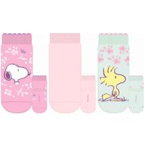 Kit com 3 Pares de Meias Bebe Snoopy Feminina 35SNO3 17 a 22 Cia da Meia
