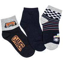 Kit com 3 pares de meias cano curto infantil hoahi h021219