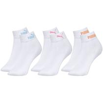 Kit com 3 Pares de Meias Esportiva Feminina Lisa Modelo Cano Baixo Puma Sport Calcanhar Verdadeiro