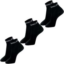 Kit com 3 Pares de Meias Esportiva Lisa Modelo Cano Curto Hang Loose Calcanhar Verdadeiro Básica