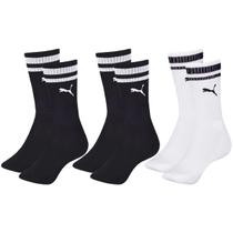 Kit com 3 Pares de Meias Esportiva Listrada Modelo Cano Longo Puma Sport Calcanhar Verdadeiro Básic
