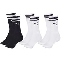 Kit com 3 Pares de Meias Esportiva Listrada Modelo Cano Longo Puma Sport Calcanhar Verdadeiro Básic