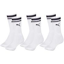 Kit com 3 Pares de Meias Esportiva Listrada Modelo Cano Longo Puma Sport Calcanhar Verdadeiro Básic