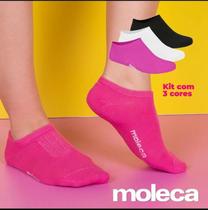 Kit com 3 Pares de Meias Invisível Cano Baixo Moleca