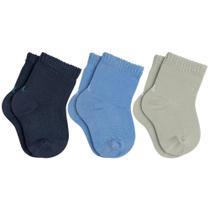 Kit Com 3 Pares de Meias Lupo Cano Curto Baby Infantil em Algodão Kids Lisa Sem Estampa Básica