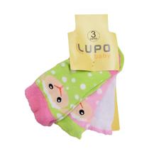 KIT com 3 pares de meias MENINA baby infantil cano curto Lupo