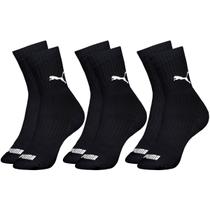 Kit com 3 Pares de Meias Puma Modelo Cano Médio Lisa Básica Esportiva Calcanhar Verdadeiro Sport