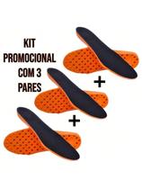 Kit com 3 Pares de Palmilha Shock Zero de Gel Macia Confortável Masculina e Feminina Tênis Bota Sapa