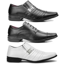 kit com 3 pares de sapato social masculino tradicional