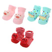 Kit Com 3 Pares Meia Infantil Bebê Antiderrapante 3D Menina