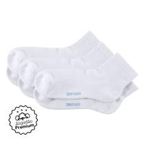Kit com 3 Pares Meias Cano Médio Algodão Branca Kit com 3 Pares Meias Cano Médio Algodão Branca