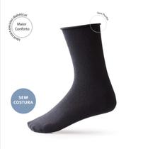 Kit com 3 Pares Meias em Algodão Sem Punho Diabéticos Idosos