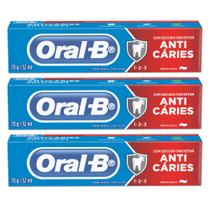 Kit Com 3 PASTA DE DENTE ORAL - B ANTI CARIES 1 . 2 . 3 - anticáries 70g - Oral-B