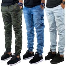 Kit Com 3 Peças Calça Masculina Jeans Joguer Tam Kit Com 3 Peças Calça Masculina Jeans Joguer Tam