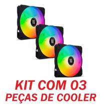 KIT com 3 peças Cooler Revenger Fan Led Rgb Pc Gabinete Cpu Gamer 3 + 4 Pinos Molex 120 mm 12 cm Ventoinha silenciosa - Revender