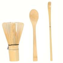 Kit com 3 peças de bambu de Matcha - ILC (chaixa + chashaku)
