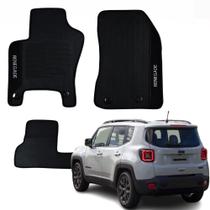 Kit com 3 Peças de Tapete Borracha Impermeável Automotivo Jeep Renegade 2015 a 2023 - V5568