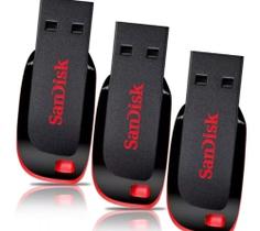 Kit Com 3 Pen Drive Sandisk Cruzer Blade Sdcz50 32gb