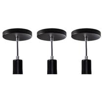 kit com 3 Pendente Tubo Cilindro Alumínio 4x6cm E27 Preto St458 kit com 3 Pendente Tubo Cilindro Alumínio 4x6cm E27 Preto St458