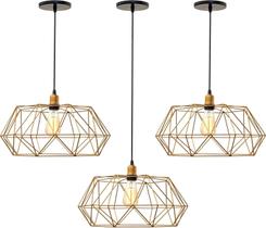 Kit com 3 Pendentes Galaxy Diamante Aramado Dourado Com Fio Preto Luminária Lustre Luxo Retrô Vintage Balcão Kit com 3 Pendentes Galaxy Diamante Aramado Dourado Com Fio Preto Luminária Lustre Luxo Retrô Vintage Balcão