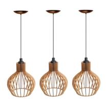 Kit com 3 Pendentes Luminária de Teto Lustre em MDF para Qualquer Ambiente Kit com 3 Pendentes Luminária de Teto Lustre em MDF para Qualquer Ambiente