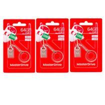 Kit com 3 Pendrive Masterdrive Mini Chaveiro 64GB USB 2.0 Class10 Kit com 3 Pendrive Masterdrive Mini Chaveiro 64GB USB 2.0 Class10