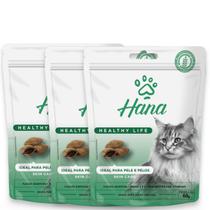 Kit com 3 petiscos hana nuggets gatos skin care - 60g