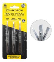 Kit Com 3 Pinças Essenciais Inox Profissionais Marco Boni
