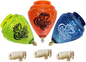Kit com 3 piões de plástico com ponta de metal, design de cobra Kit com 3 piões de plástico com ponta de metal, design de cobra