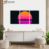 Kit Com 3 Placas 40x60 Quadros Decorativos Ponte Por Do Sol