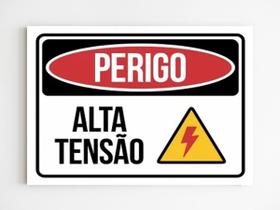 kit com 3 Placas de aviso perigo alta tensão mdf a4 20x29