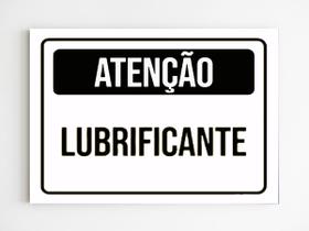 kit com 3 placas de sinalização atenção lubrificante mdf a4