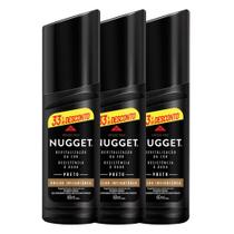 Kit com 3 Polidores De Sapato Líquido Preto Nugget 60Ml