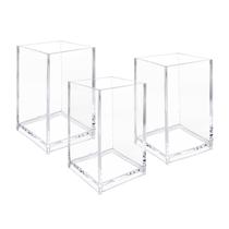Kit com 3 Porta-Lápis Cosméticos de Acrílico Transparente Newkita