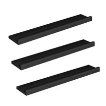 Kit Com 3 Porta Quadro MDP 10X40Cm Preto Fixação Invisível Kit Com 3 Porta Quadro MDP 10X40Cm Preto Fixação Invisível