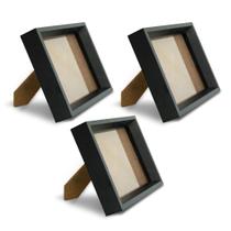 Kit com 3 Porta retrato 10x15 para Fotos com Moldura Preta de Madeira para Casa Escritório Hall