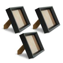 Kit com 3 Porta-retratos para Fotos 15x21 com Moldura de Madeira para Casa Escritório Hall