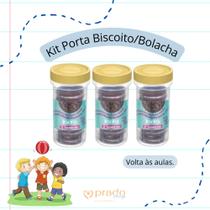 Kit Com 3 Pote Porta Biscoito Bolacha Recheado Plástico Sanremo Escola Lanche Kids