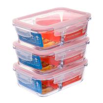 Kit com 3 Potes de Vidro Herméticos 1,040L com Divisória Invicta