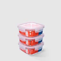 Kit com 3 Potes de Vidro Herméticos Quadrados 1,1L Invicta