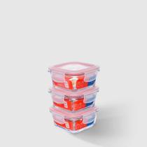 Kit com 3 Potes de Vidro Herméticos Quadrados 320ml Invicta Kit com 3 Potes de Vidro Herméticos Quadrados 320ml Invicta