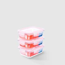 Kit com 3 Potes de Vidro Herméticos Retangulares 640ml Marmita Ideal Invicta Kit com 3 Potes de Vidro Herméticos Retangulares 640ml Marmita Ideal Invicta