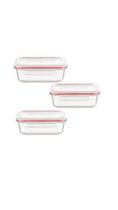 Kit com 3 Potes de Vidro Retangulares Herméticos Majestic 1040ml Kit com 3 Potes de Vidro Retangulares Herméticos Majestic 1040ml