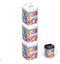 Kit Com 3 Potes Hermético De Acrílico Mantimentos Tampa Trava 1700 Ml