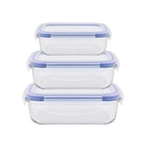 KIT COM 3 POTES HERMÉTICO DE VIDRO 640ml 1040ml 1500ml RETANGULAR DE VIDRO BOROSSILICATO KIT COM 3 POTES HERMÉTICO DE VIDRO 640ml 1040ml 1500ml RETANGULAR DE VIDRO BOROSSILICATO
