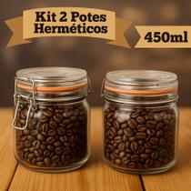 Kit com 3 Potes Hermetico De Vidro Tampa Com Vedação Para Alimentos 450ml 700ml 1100ml 1500ml Frutas
